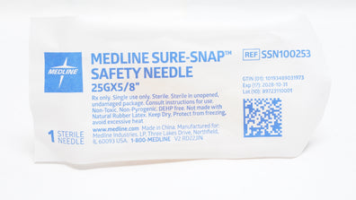 Medline SSN100253 Sure-Snap Safety Ndle 25G x 5/8